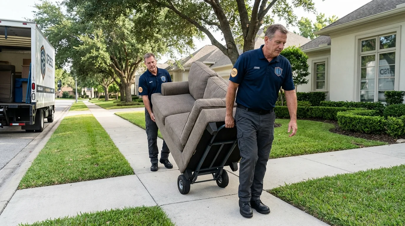 Local residential moving crew loading furniture in Adams Center, NY
